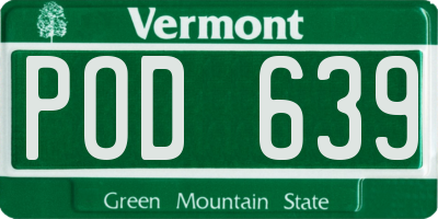 VT license plate POD639