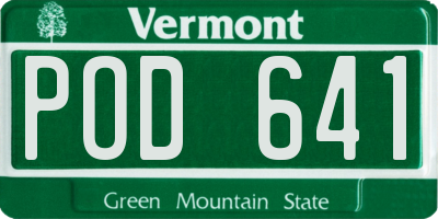 VT license plate POD641