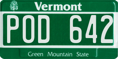 VT license plate POD642
