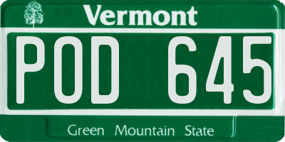 VT license plate POD645