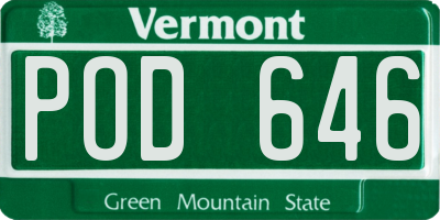 VT license plate POD646
