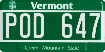 VT license plate POD647