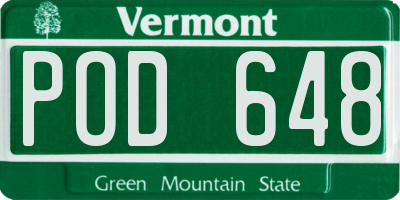 VT license plate POD648