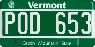 VT license plate POD653