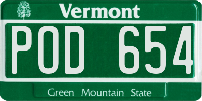 VT license plate POD654