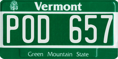 VT license plate POD657