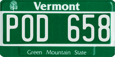 VT license plate POD658