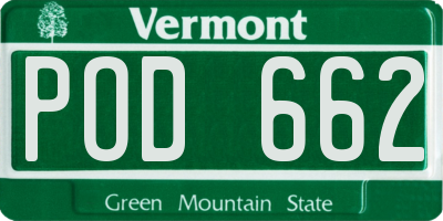 VT license plate POD662