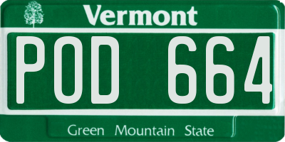 VT license plate POD664