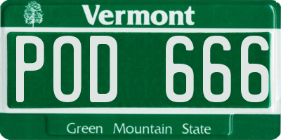 VT license plate POD666