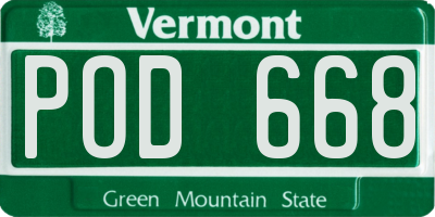 VT license plate POD668