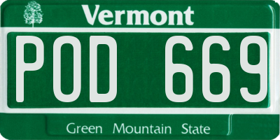 VT license plate POD669
