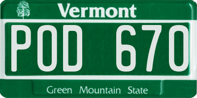 VT license plate POD670