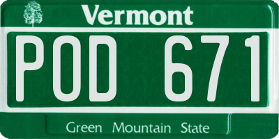 VT license plate POD671