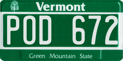 VT license plate POD672