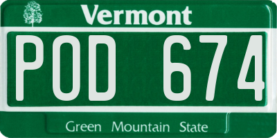 VT license plate POD674