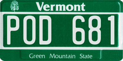 VT license plate POD681