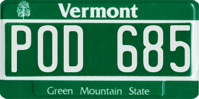 VT license plate POD685