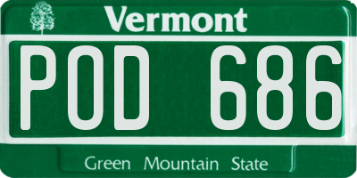 VT license plate POD686