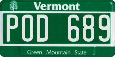 VT license plate POD689