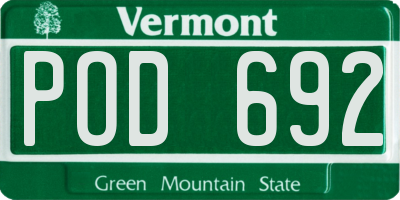 VT license plate POD692