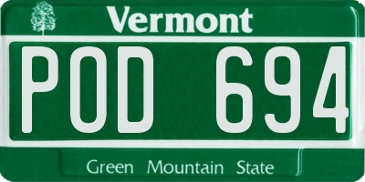 VT license plate POD694