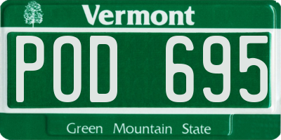 VT license plate POD695