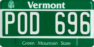 VT license plate POD696