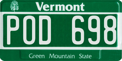 VT license plate POD698