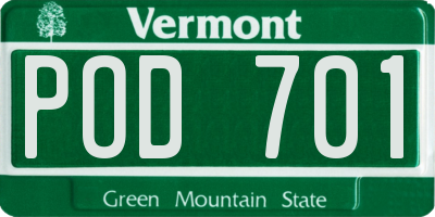 VT license plate POD701
