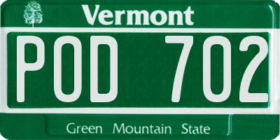 VT license plate POD702