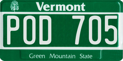VT license plate POD705