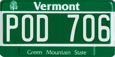 VT license plate POD706