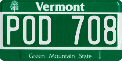 VT license plate POD708