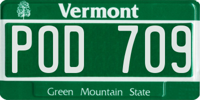 VT license plate POD709