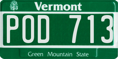 VT license plate POD713