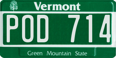 VT license plate POD714