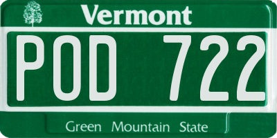 VT license plate POD722