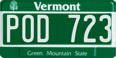 VT license plate POD723
