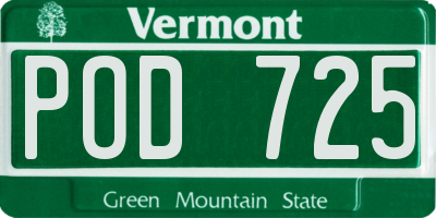 VT license plate POD725