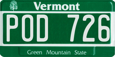 VT license plate POD726