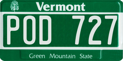 VT license plate POD727