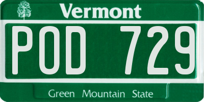 VT license plate POD729