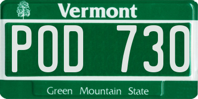 VT license plate POD730