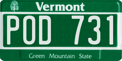 VT license plate POD731