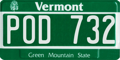 VT license plate POD732