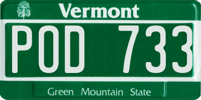 VT license plate POD733