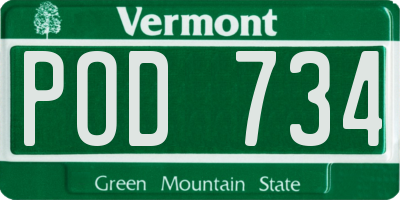 VT license plate POD734