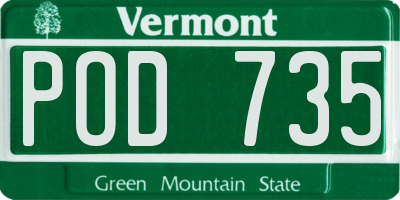 VT license plate POD735