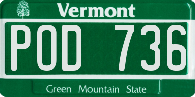VT license plate POD736